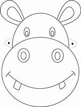 Mask Coloring Animal Templates Kids Masks Printable Pages Hippo sketch template