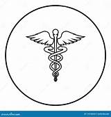 Caduceus Circle Icon Wand Asclepius Symbol Health Round Color Preview sketch template