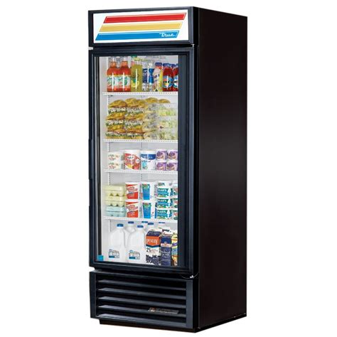 true gdm  ld black glass door  cu ft refrigerator merchandiser wasserstrom