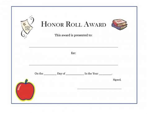 honor roll certificate templates awards printabletemplates