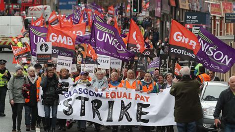 workers march   thousands  strike sees schools close  care