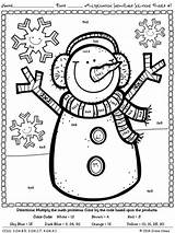 Color Math Coloring Winter Multiplication Grade Pages Code Snowflake Printables Maths Worksheets Solutions Christmas Numbers Second Snowman Activities Puzzles 1st sketch template