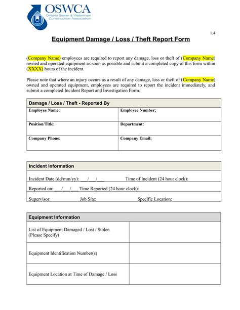 damage report forms  ms word  excel