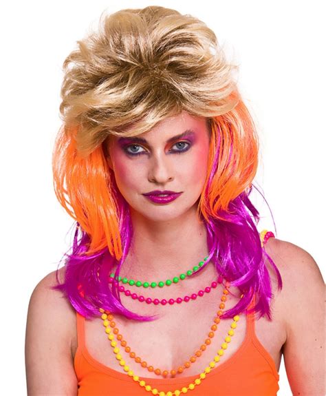 80s cindi wig ladies fancy dress 1980s cyndi lauper punk adult costume