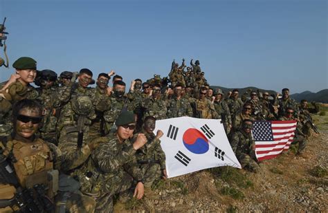 South Korean And Us Marines Training On The Westernmost Island Of South