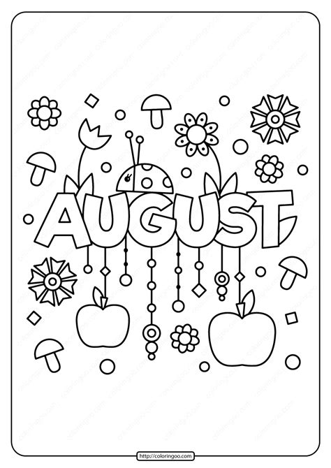 printable august  coloring page
