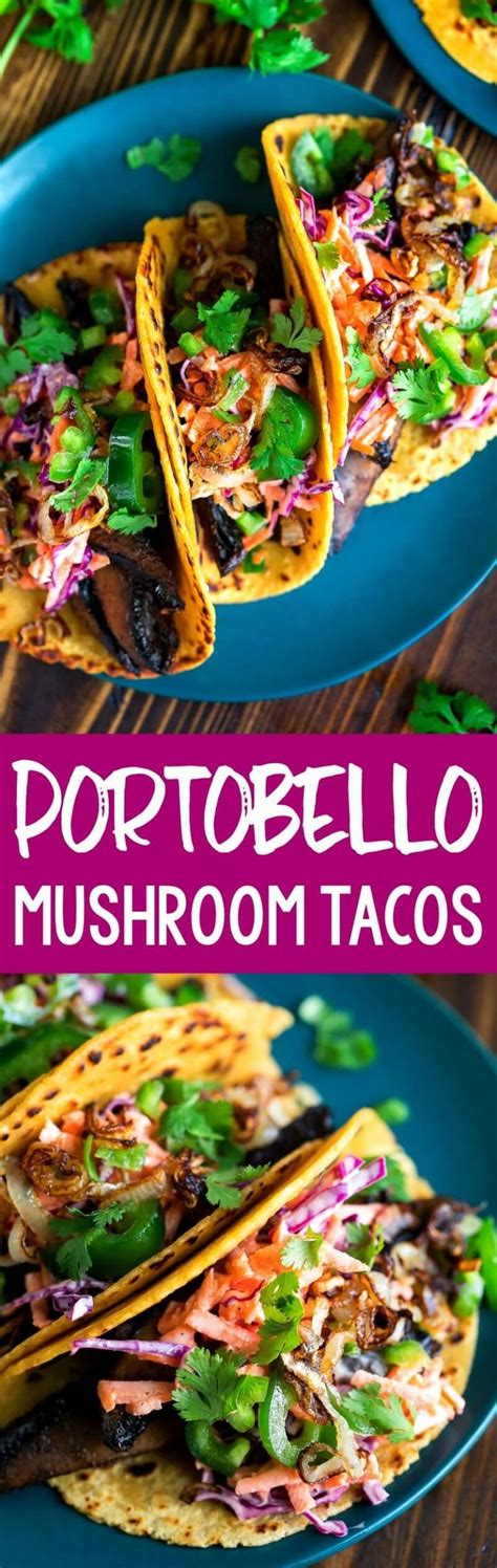 Roasted Portobello Mushroom Tacos With Creamy Carrot Slaw Recipe