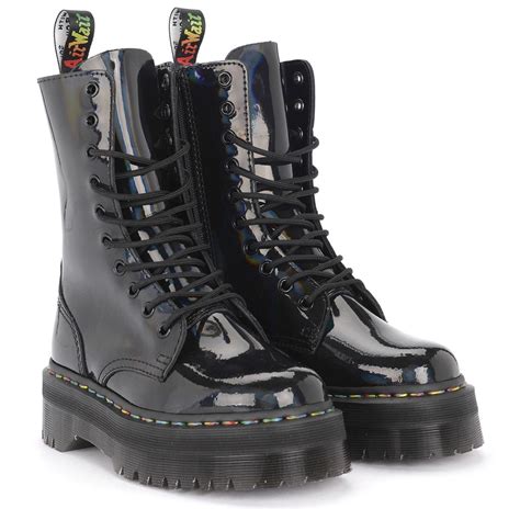 dr martens dr martens jadon  rainbow black holographic leather ankle boots black