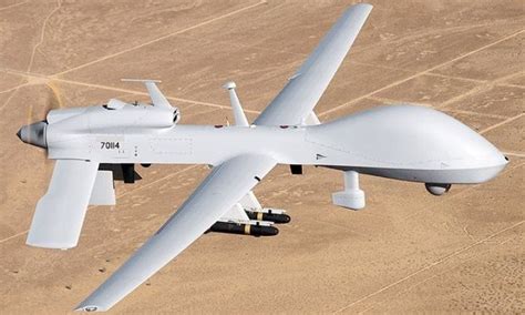 grey eagle unmanned attack aircraft  capable  carrying  hellfire air  surface