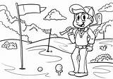 Golf Coloring Pages Playing Printable Kids Boy Sport sketch template