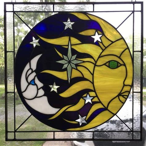 Sun Moon Panel Pattern Only Etsy Glass Art Pictures Stained Glass