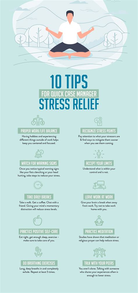 tips  quick case manager stress relief infographic