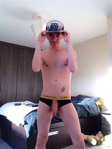 cock hanging out of black underwear nude selfie men