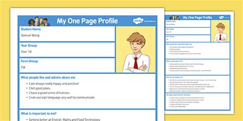 page profile template teaching resources twinkl