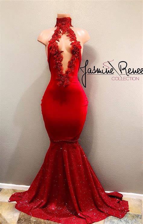 princesswintana ★ red mermaid prom dress black girl prom dresses