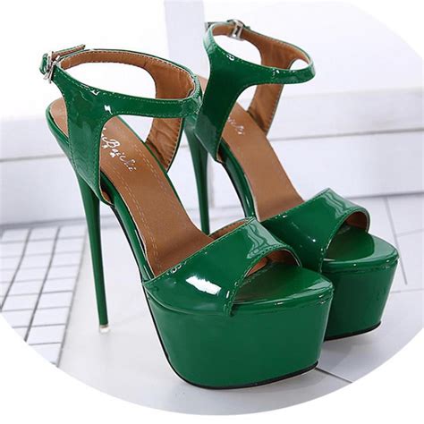green patent sexy platforms stage super high stiletto heels