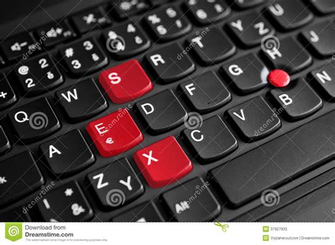 sex sign highlighted in red on the laptop keyboard stock