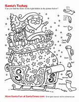 Hidden Christmas Printable Puzzles Games Worksheets Santa Kids Object Activity Objects Coloring Pages Adults Bag Toy Printables Highlights Activities Sheets sketch template