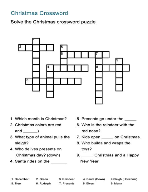 printable christmas crossword puzzles  adults  printable