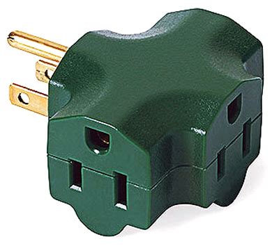 kab enterprise  master electrician green  outlet heavy duty grounded indoor adapter  tv