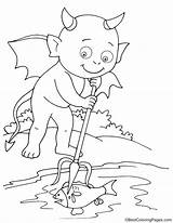 Devil Fishing Coloring sketch template