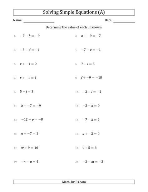 linear equations worksheet  grade kidsworksheetfun