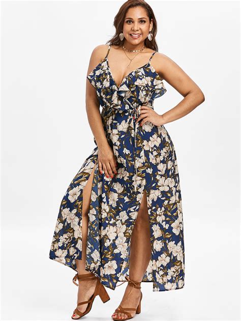 Buy Plus Size Floral Print Women Dress 2018 Summer
