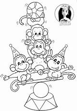 Coloring Circus Monkeys sketch template