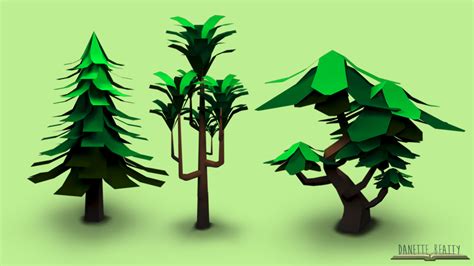 trees  papercraft lowpoly
