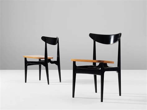 set   black wooden dining chairs  sale  stdibs
