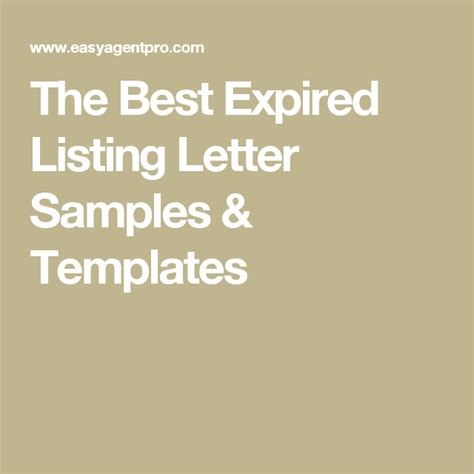expired listing letter sample templates    expired