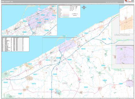 erie county pa wall map premium style  marketmaps mapsales