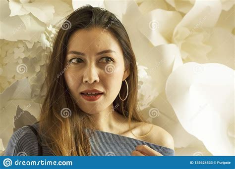 Beautiful Woman With White Flowers Stock Image Image Of Female