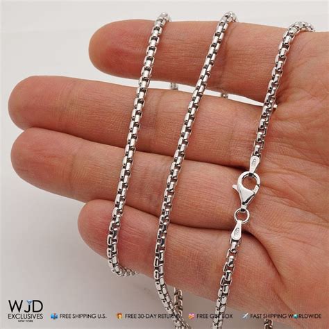 solid  sterling silver mm  box chain necklace   wjd exclusives