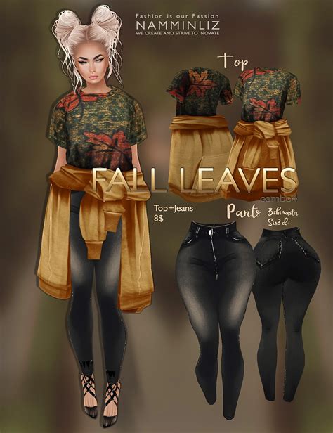 fall leaves combo  imvu texture jpg tops jeans bib namminliz