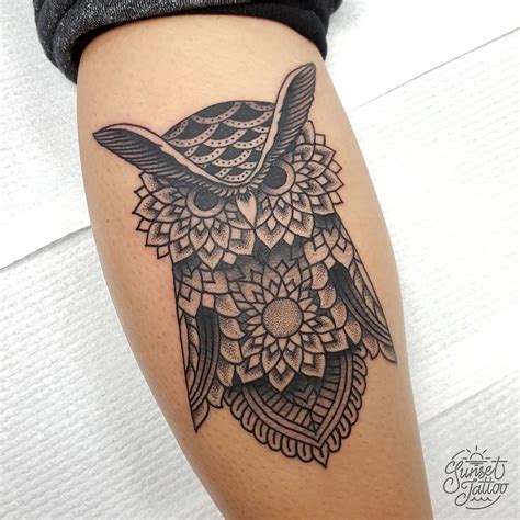 owl mandala  tristan marler sunsettattoonz tattoos small tattoos