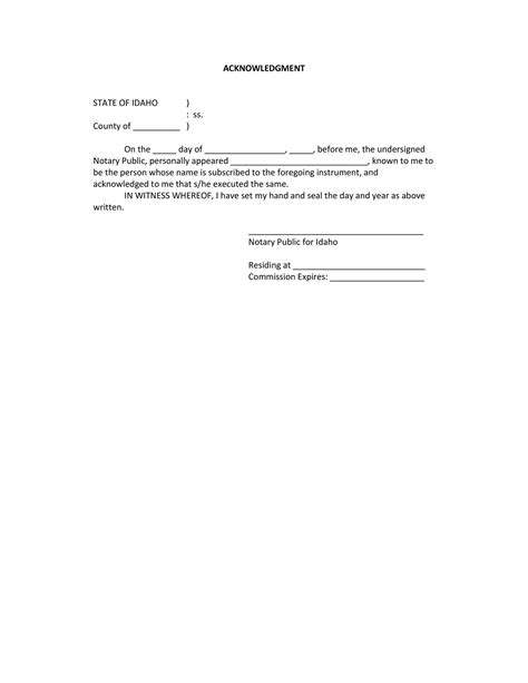 notary acknowledgement template