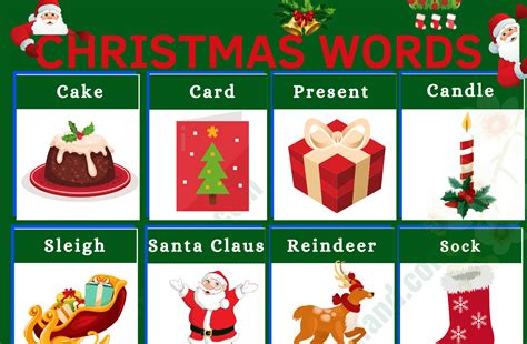 christmas vocabulary word list  christmas terms  examples
