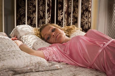 Attractive Blonde Lying On The Bed Stock Image Image Of Beauty Hair