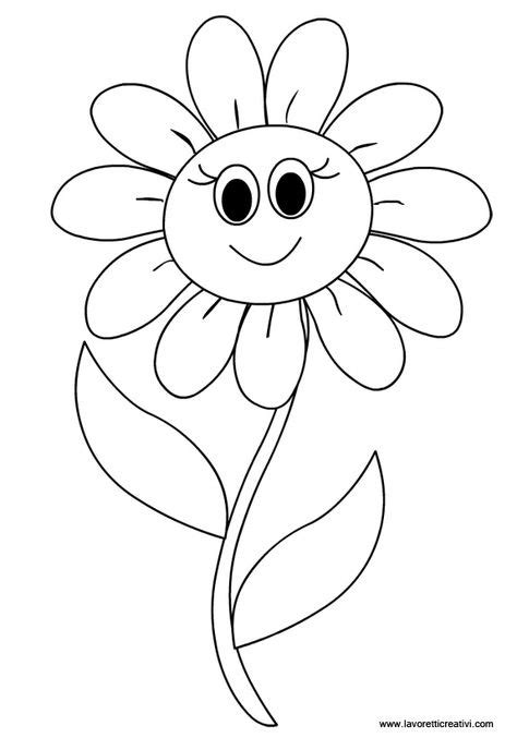print  spring happy face flower coloring page drawings