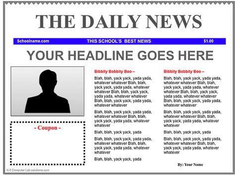 newspaper format template
