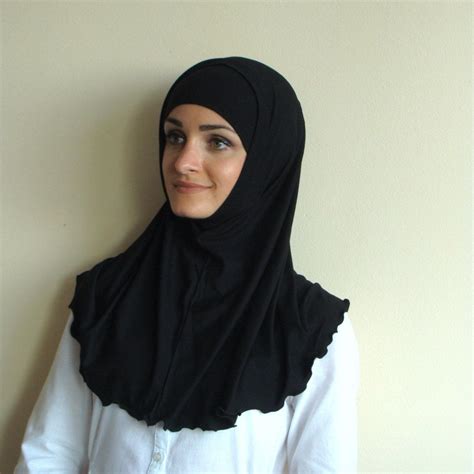 Black Color Hijab Two Pieceal Amira Style Onyx Modern Hijab Etsy