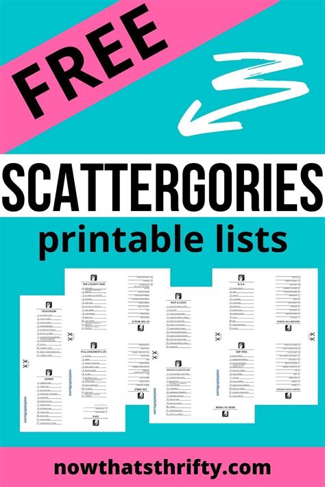 scattergories printable lists scattergories lists scattergories