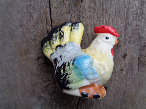 vintage pottery chicken figurine  small ceramic etsy chicken