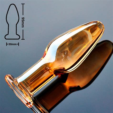 30mm gold crystal anal dildo pyrex glass butt plug artificial dick male