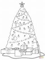 Coloring Christmas Tree Presents Pages Under Decorated Drawing Printable sketch template