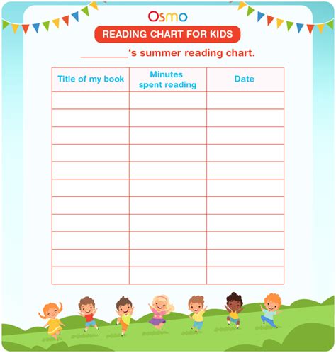 reading chart  kids   printables