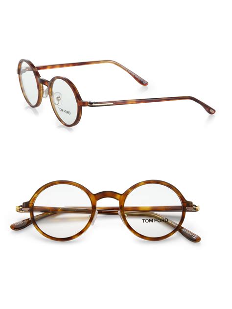 lyst tom ford round acetate reading glasses in brown