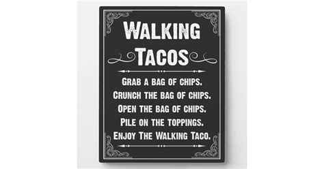 walking tacos sign plaque zazzlecouk