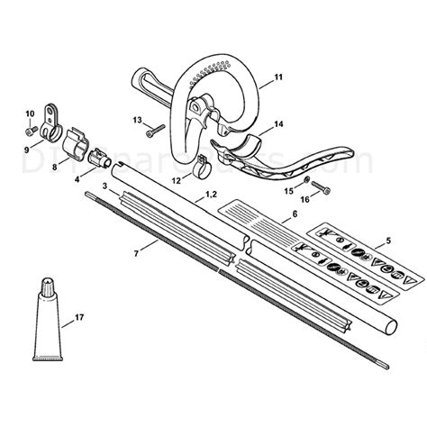 stihl fs  brushcutter fsr ce parts diagram drive tube assembly